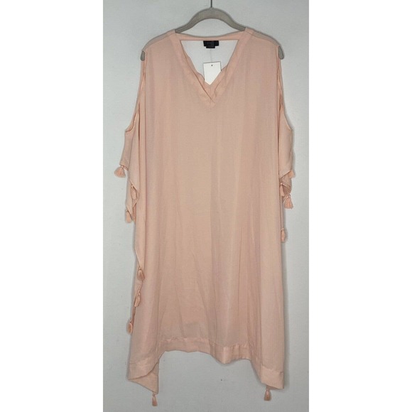 DAVID AND YOUNG Light Pink Chiffon Tassel Boho Cover Up Dress One Size New - Picture 7 of 7